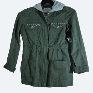 COPY - Justice girls green utility jacket with grey hood 12